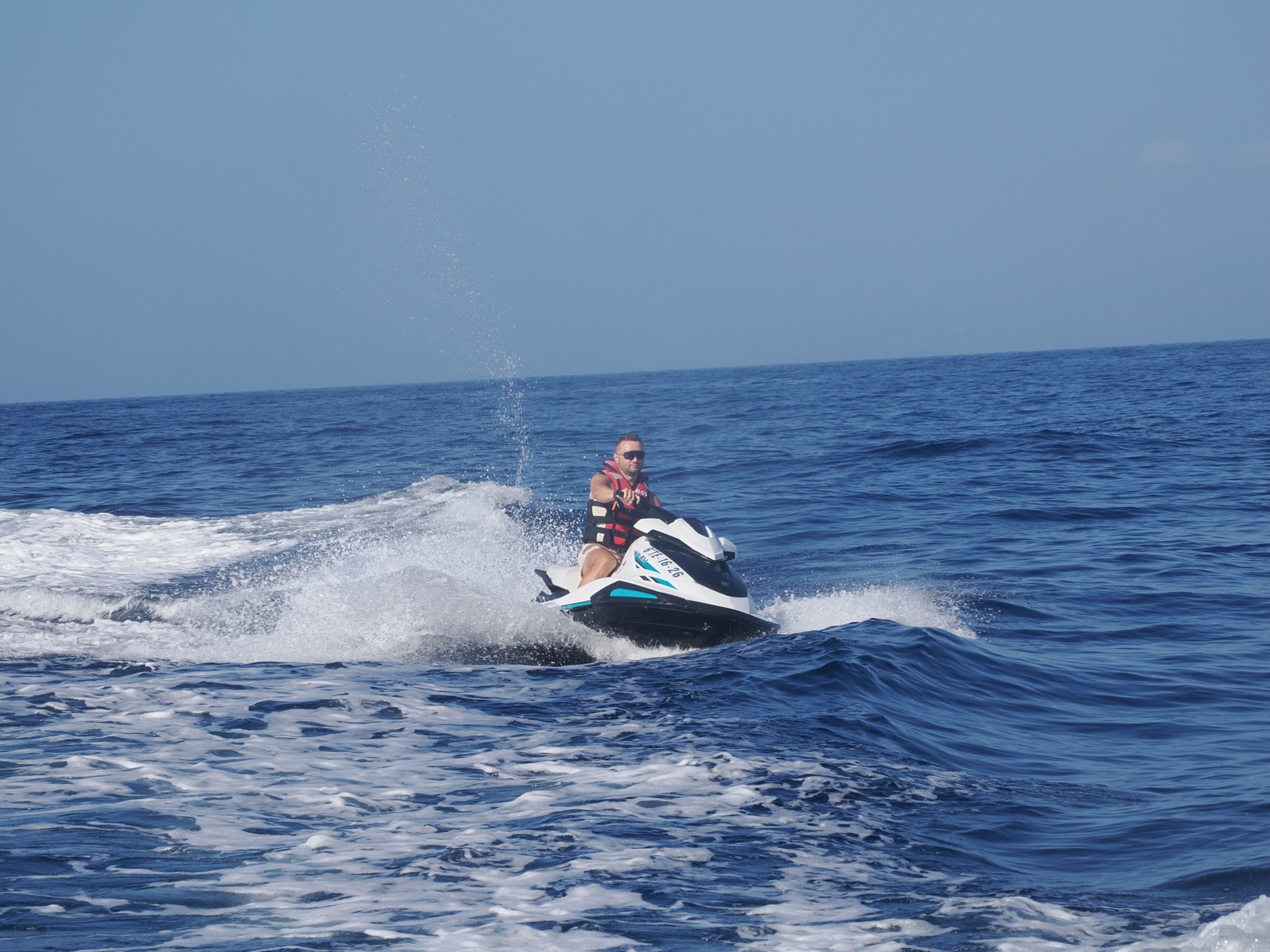 Jet ski heading for the open horizon off Tenerife